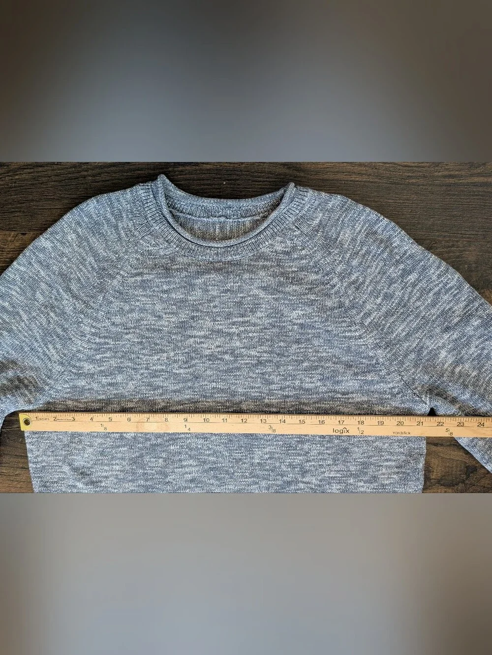 Lululemon Women’s Boxy Cotton-Blend Sweater Blue Ivory Size Medium